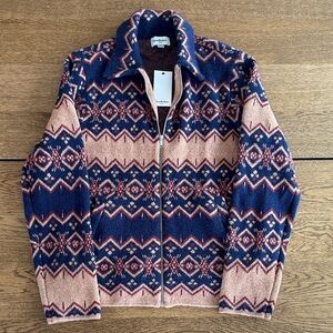 Goodfellow & Co Navy and Blush Fair Isle Zip Cardigan Jacket